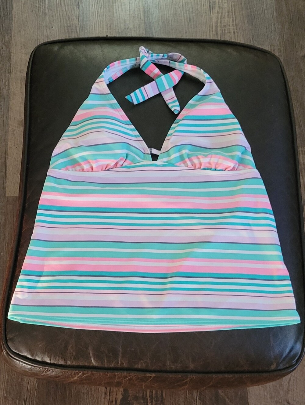 Old Navy Pastel Striped Halter Swim Tankini Top in Mint, Pink & White. L